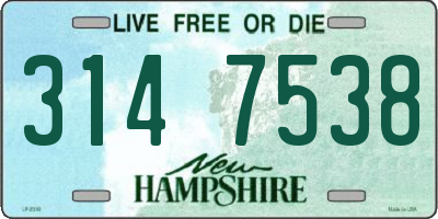 NH license plate 3147538