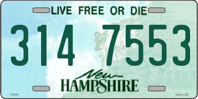 NH license plate 3147553