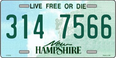 NH license plate 3147566