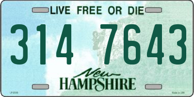 NH license plate 3147643