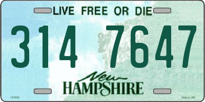 NH license plate 3147647