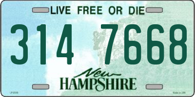 NH license plate 3147668