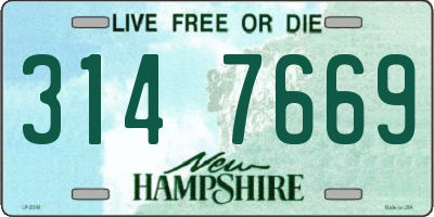 NH license plate 3147669