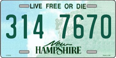 NH license plate 3147670
