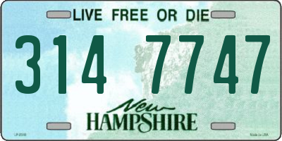 NH license plate 3147747