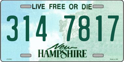 NH license plate 3147817