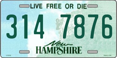 NH license plate 3147876