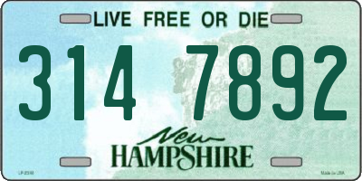 NH license plate 3147892