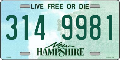 NH license plate 3149981