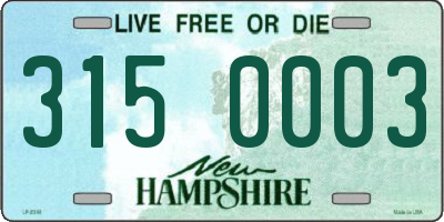 NH license plate 3150003