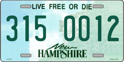 NH license plate 3150012