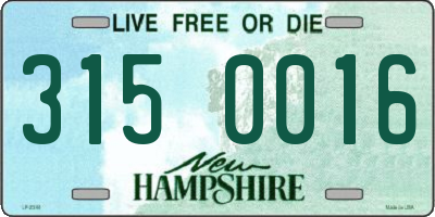 NH license plate 3150016