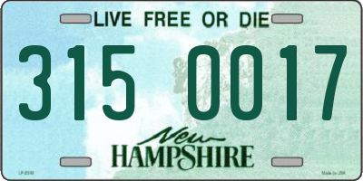 NH license plate 3150017