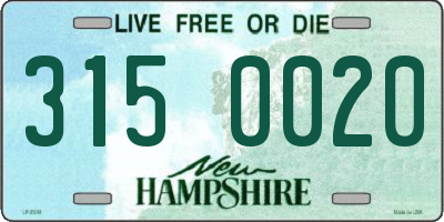 NH license plate 3150020