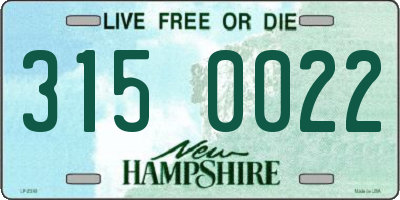 NH license plate 3150022