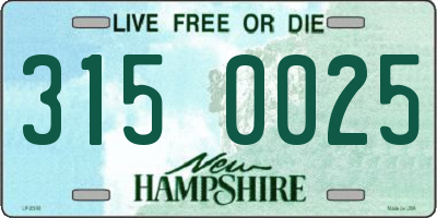 NH license plate 3150025