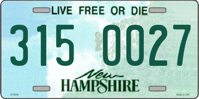 NH license plate 3150027