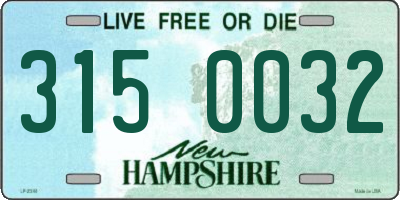 NH license plate 3150032