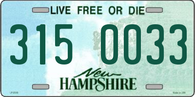 NH license plate 3150033