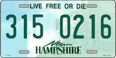 NH license plate 3150216