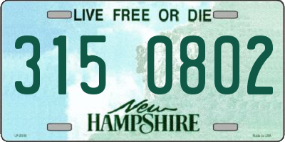 NH license plate 3150802