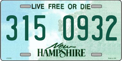 NH license plate 3150932