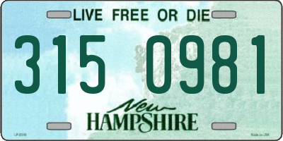 NH license plate 3150981