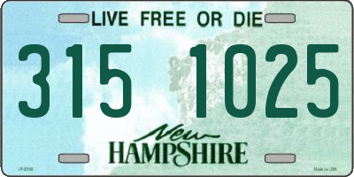 NH license plate 3151025