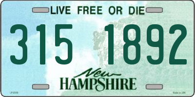 NH license plate 3151892