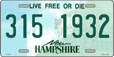 NH license plate 3151932