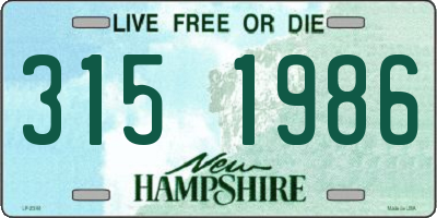 NH license plate 3151986