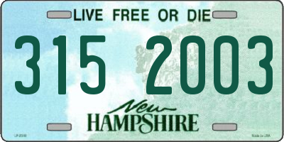 NH license plate 3152003