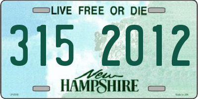 NH license plate 3152012