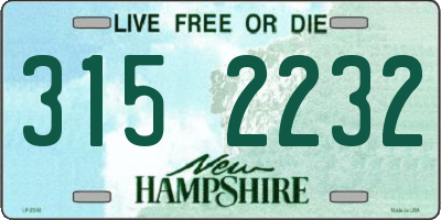 NH license plate 3152232