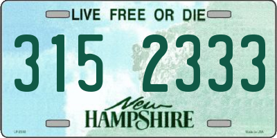 NH license plate 3152333