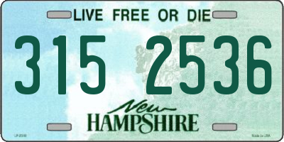 NH license plate 3152536