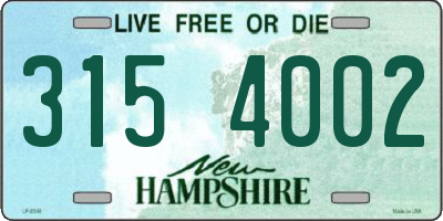NH license plate 3154002