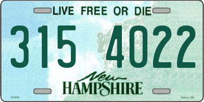 NH license plate 3154022