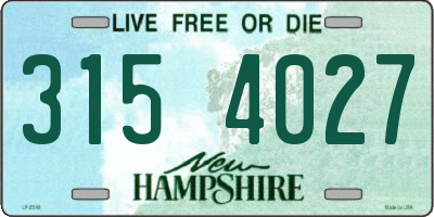 NH license plate 3154027