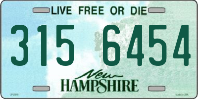 NH license plate 3156454