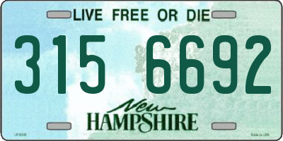 NH license plate 3156692