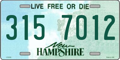 NH license plate 3157012