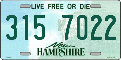 NH license plate 3157022