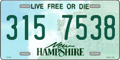 NH license plate 3157538