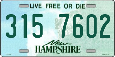 NH license plate 3157602