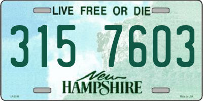 NH license plate 3157603