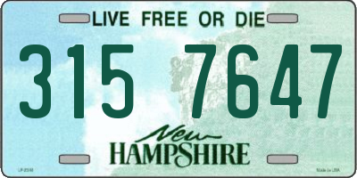 NH license plate 3157647