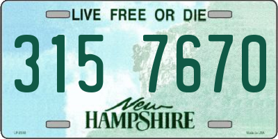 NH license plate 3157670