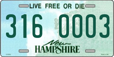 NH license plate 3160003