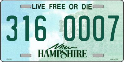 NH license plate 3160007